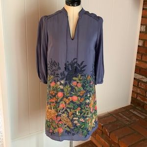 Moulinette Soeurs Blue Silk Dress with Animal Scene (S)